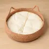Ninho de palha artesanal para pet, ninho de gato, ninho de cachorro, adequado para todas as estações, resistente ao desgaste e a arranhões, cama de dormir de gato trançada, suprimentos para animais de estimação no atacado