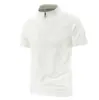 Nueva Camiseta Deportiva de Verano para Hombre de Manga Corta, Secado Rápido, Sensación de Hielo, Elástica, Transpirable, Camiseta Pullover de Manga Media con Cremallera Bidireccional, Directo del Fabricante