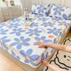 Sábana Ajustable de Algodón Cepillado Lavado Suave para la Piel Protector de Colchón Simple Simmons Cubrecama Juego de Tres Piezas