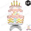 Vela base para pastel de tres capas de pie 4D, decoración de fiesta de cumpleaños infantil, diseño de fondo, embalaje fino, globo de película de aluminio