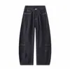 Yidao Vintage Otoño 2026 Nuevos Jeans Retro Americanos de Mezclilla Cruda Pierna Curva Unisex Sueltos Pierna Ancha Pantalones Casuales