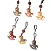Chaveiro Criativo para Carro com Símbolo de Riqueza Instantânea, Cavalo de Balanço Esculpido em Jacarandá Pingente DIY, Charme para Bolsa, Presente