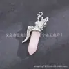 Colgante de Cristal de Piedra Natural, Colgante de Cristal Rosa Amatista, Accesorio de Collar de Columna Hexagonal de Punta Única, Colgante de Collar Péndulo