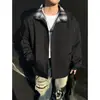 Jaqueta de Voo Masculina Nova Estilo Primavera e Outono Falsa Duas Peças Gola Alta Americana Solta Casual Jaqueta de Beisebol Roupa Exterior