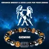 Pulsera de los Doce Constelaciones Más Vendida Transfronteriza Pulsera Explosiva Temu Piedra Natural Piedra Negra Piedra Ojo de Tigre Pulsera de Perlas para Hombre