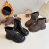 Botas Femininas da Moda Outono e Inverno Novo Estilo Botas de Couro Camurça Plus Botas Curtas Estilo Britânico para Meninas Sola Macia Botas Clássicas