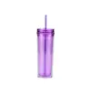 Vaso Recto de Plástico de Doble Capa con Popote de 16 oz Gran Capacidad Color Macron Pintura de Goma Mate Vaso de Agua para Mujeres