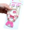 Nuevo Collar de Joyería para Niños Joyería Hecha a Mano con Cuentas para Niñas Conjunto de Anillo, Pulsera y Pendientes de Princesa Sirena