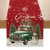 Camino de mesa de Navidad 2026 Transfronterizo Invierno Reno Papá Noel Estampado Camino de mesa Decoración de Festival Navideño al Aire Libre Mantel