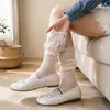 Calcetines Blancos Finos de Verano para Mujer con Puntos, Borde de Encaje, Estilo Ballet, Transpirables, Calcetines Tobilleros Mary Jane con Lazo