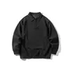 Sudadera Nueva Otoño 2025 Cuello Solapa Hombre Empalmada Color Sólido Estilo Japonés Retro Moderna Holgada Camisa Base Pareja Casual