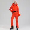 Macacão de esqui feminino de peça única, à prova de vento, impermeável, quente, com corte justo, alta elasticidade para atividades ao ar livre na neve, calças de neve, conjunto de roupas de neve transfronteiriças