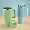 Taza de Coche de 40 oz con Asa, Termo Portátil para Vehículo, Taza con Pajita de Acero Inoxidable, Rompehielos, Fuente de Taza