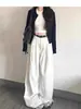 Calça Jeans Branca Wide Leg para Mulheres, Novo Estilo Outono 2025, Solta e Emagrecedora, Cintura Alta, Caimento Fluido, Perna Reta, Comprimento no Chão para Primavera e Outono