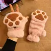 Guantes de Peluche de Capibara Lindos para Mujer, Cubierta Plegable de Medio Dedo para Invierno, Compatibles con Pantalla Táctil, Cálidos y Gruesos, para Estudiantes y Ciclismo, a Prueba de Frío