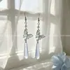 Novos brincos de gota d'água com borboleta azul estilo chinês, brincos longos ultra-etéreos, acessórios estilo antigo para Hanfu