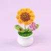 Vasinho de Girassol Crochê à Mão, Produto Acabado em Lã Tricotada, Decoração de Mesa, Ornamento de Girassol, Planta em Vaso