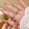 Anillo de luna y estrella azul glaciar, de lujo, de alta gama, con luz de nicho, para novia, combinable, abierto y distintivo para mujer.