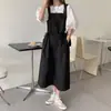 Em Estoque Foto Real de Conjunto de Moda Verão Simples Cor Sólida Manga Bufante Camiseta + Saia de Jardineira Jovem Workwear para Mulheres 14569