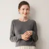 Suéter de gola redonda, folgado, trançado, 100% cashmere, para mulheres, outono e inverno, manga longa, quente, malha base, suéter moderno
