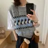 Chaleco de Punto Jacquard Redondo con Pingüino de Dibujos Animados para Mujer, Nuevo Otoño, Holgado, para Superponer, sin Mangas, Chaleco Suéter
