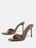 Zapatos de Tacón Alto para Mujer para Primavera y Verano, Punta Fina, Tacón Delgado, Mules de Una Correa, Modernos, Versátiles, Elegantes Sandalias de Tacón Alto