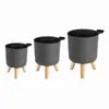 Macetetas auto-riego para flores al por mayor para alquiler, aptas para sala de estar y dormitorio, macetas grandes redondas de pie con patas de madera maciza