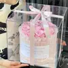 [En Stock] Nuevo Producto Cubo de Abrazo con Lazo Mediano Caja de Regalo con Flores Preservadas