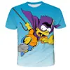 Camiseta de hombre de manga corta con cuello redondo, impresión digital 3D de los Simpson de dibujos animados de moda, venta directa de fábrica