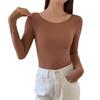 [Causa del color del cristal] Camiseta interior estilo coreano adelgazante de cuello bajo ultrafina de cuello redondo grande ropa interior térmica top adelgazante ajustado para mujer