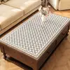 Mantel para mesa de centro semitransparente de encaje, mantel de vidrio suave de PVC de alta gama, impermeable, a prueba de aceite, lavable, plato de cristal para mesa de comedor