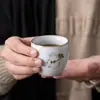 Taza de Mano Buda Sin Preocupaciones Conejo de Dinero Dinastía Tang y Song, Taza de Té Cerámica Creativa para Uso Doméstico, Colgante de Conejo Lindo, Taza de Maestro, Taza para Beber Té