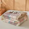 Colcha de Verano Fresca de Algodón de Xinjiang Clase A Algodón Lavado Serie Cuadros Estilo Japonés Colcha Fresca de Verano Lavable a Máquina Colcha de Aire Acondicionado