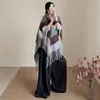 Novo Xale de Caxemira com Franjas Colorblock Feminino Outono Inverno Moda Versátil Retro High-End Manto Poncho Quente Roupa Exterior