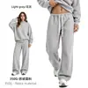Cai Xiang Dao Roupa Feminina Transfronteiriça Moletom com Gola Meia-Alta Redonda Forrado com Fleece Conjunto de Calça de Moletom com Cordão Estilo Colégio Americano para Mulheres