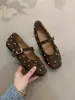 Sapatos Mary Jane com Tachas Cor de Café para Mulheres, Novo Estilo Outono e Inverno 2026, Sapatilha de Bico Redondo de Lã Sapatos Retrô