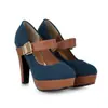 Sapatos femininos de sola grossa tamanho grande 40-43, plataforma impermeável salto alto com tira de velcro