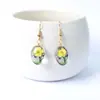 Pendientes de Mujer de Nuevo Estilo Transfronterizos Ganchos Dorados para Oreja Flor Real Árbol Hechos a Mano Pendientes de Narciso Flor de Cerezo
