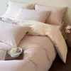 Juego de cuatro piezas de algodón puro de dos tonos Clase A, ropa de cama de algodón cepillado engrosado 80S de alta gama, estilo sábana, juego de tres piezas de funda de edredón