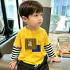 Camiseta de manga larga para niños, top falso de dos piezas para niños, camiseta básica de otoño, estilo primavera y otoño, ropa interior de algodón puro para niños mayores