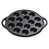 Fornecimento de Fábrica Panela de Ferro Fundido para Takoyaki Doméstica Antiaderente Sem Revestimento Assadeira Molde para Ovos de Codorna Bandeja de Assar Almôndegas