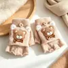 Guantes de Felpa Tejida de Oso Lindo para Niños, de Media Dedos Desplegables, Calidez Invernal, Guantes para Niños y Niñas de Jardín de Infancia, Venta al por Mayor