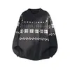 Suéter casual retro Hanlu con cuello Henley para hombre, otoño e invierno, tejido jacquard Fair Isle casual y cálido