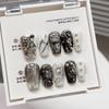 Novas Unhas Usáveis Feitas à Mão de Alta Resistência, Unhas Prontas Estilo Punk Doce-Cool, Unhas Destacáveis
