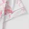Pijama de Cardigan Rosa de Seda de Leche Transfronterizo Europeo y Americano para Mujer, Shorts de Manga Corta, Conjunto Casual Cómodo y Transpirable para el Hogar