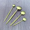Colher Portuguesa de Aço Inoxidável, Colher de Sopa Banhada a Ouro, Colher de Café para Casa e Restaurante, Colher de Mexer, Colher de Sobremesa