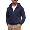 Coleção de primavera e outono transfronteiriça: jaqueta de trabalho casual, de peso pesado, forrada com fleece, de corte solto, adequada para atividades ao ar livre, disponível em tamanhos grandes e projetada para o trajeto; moletom com capuz
