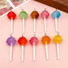 Lollipop Artificial de Resina Estéreo com Glitter Fino Transparente Brinquedo Alimentar Acessórios de Joia Acessórios para Pendurar em Bolsa DIY Pingente Pequeno Decorativo