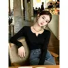 Suéter de punto trenzado con cuello henley suave estilo francés para mujer, nuevo top básico abotonado de corte ajustado para otoño e invierno 2026