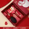 Peine de Boda Rojo con Cojín de Aire Peine para Novia Dote Espejo de Boda Caja de Regalo Set de Artículos de Boda